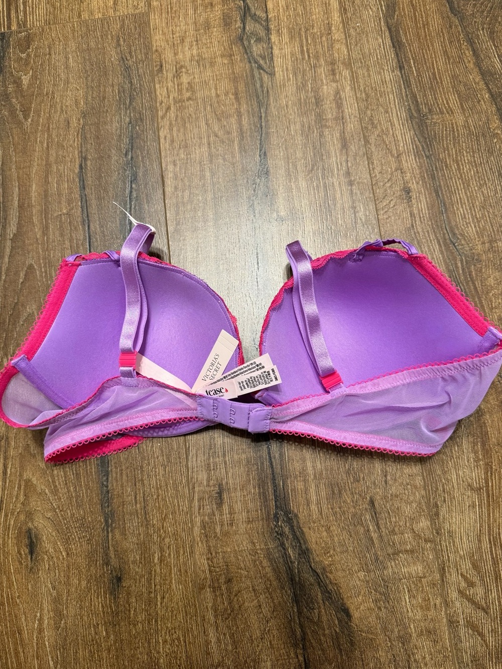 NWT Victoria’s Secret Tease Lace-Trim Satin Push-Up Bra in Purple Paradise 38C - Picture 5 of 7